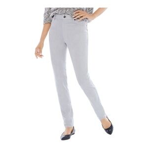 Chicos Faux Suede Dove Grey Straight Leg Jean Pants Size 2.5 Large Stretchy